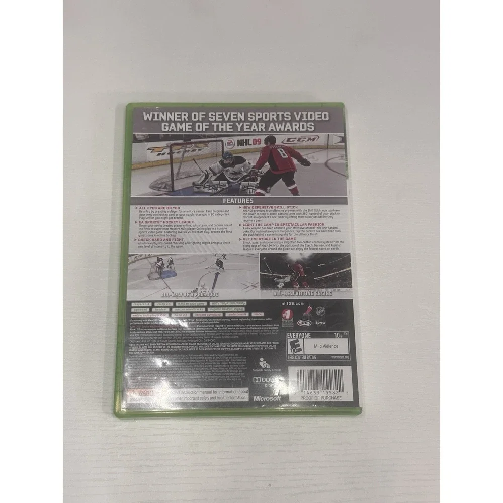 NHL 09 Microsoft Xbox 360 Complete With Manual